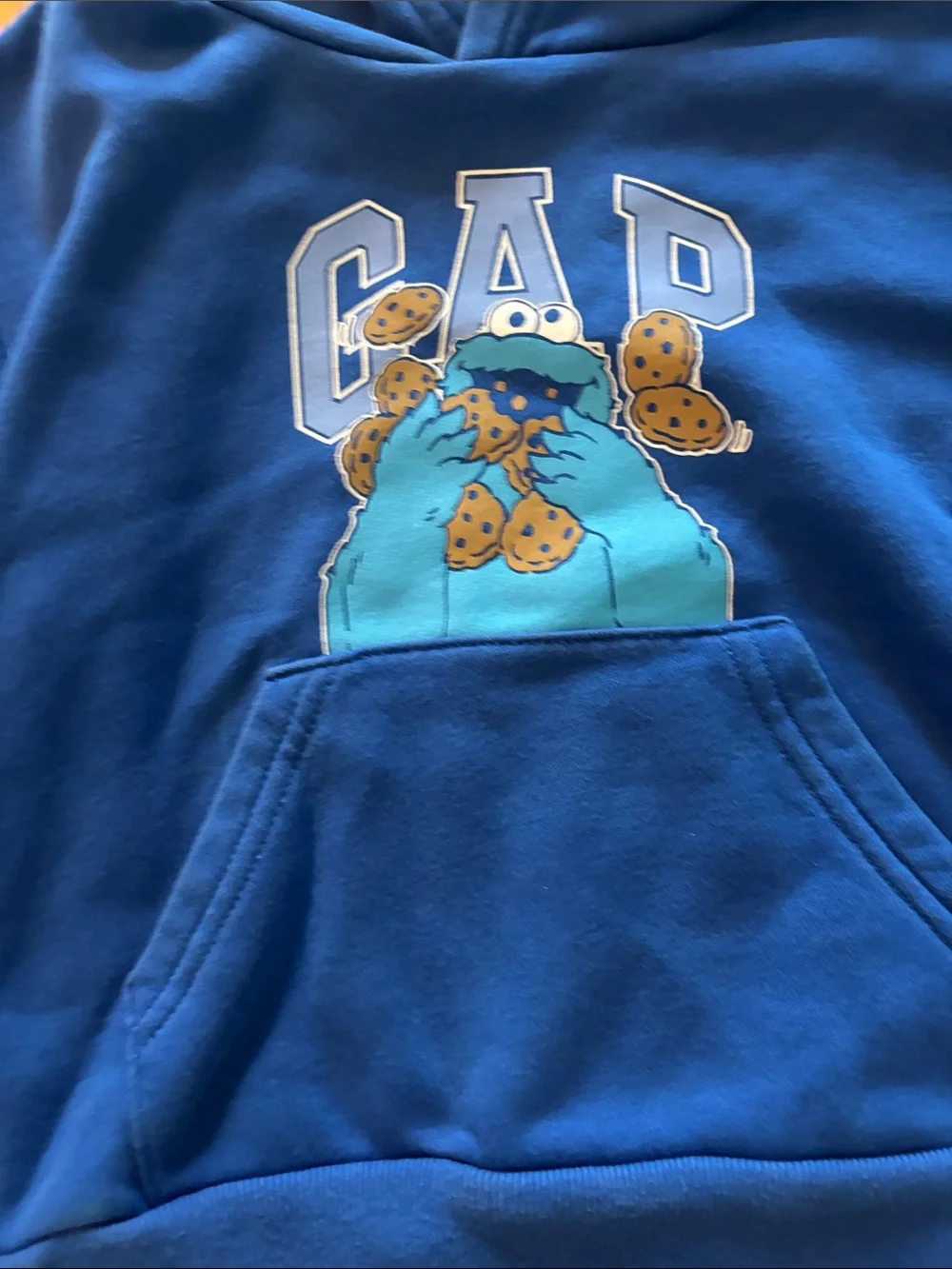GAP x SESAME STREET Bright Blue Hoodie with Cookie Monster Graphic